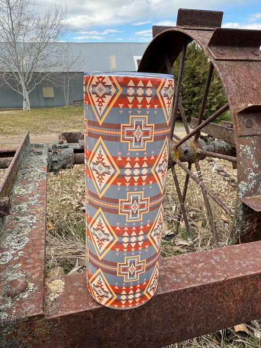 Blue Aztec Patterned 20oz Insulated Tumbler