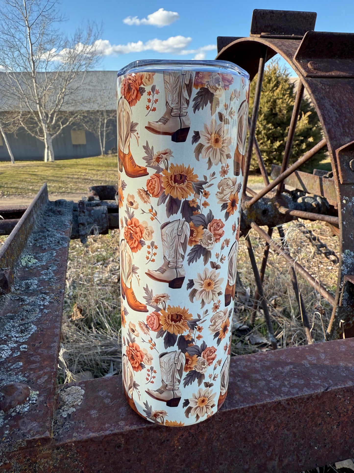 Frontier Peony Western Themed 20oz Insulated Tumbler - F12
