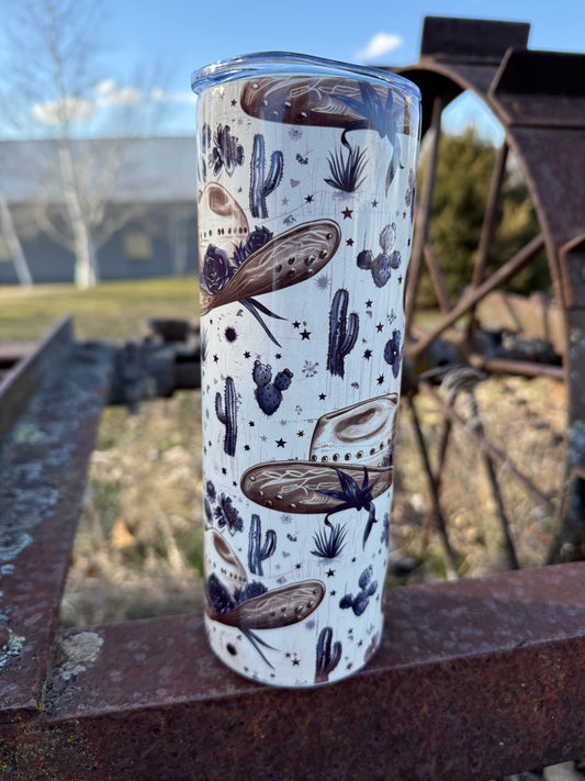 Dusty Brim Western Themed 20oz Insulated Tumbler