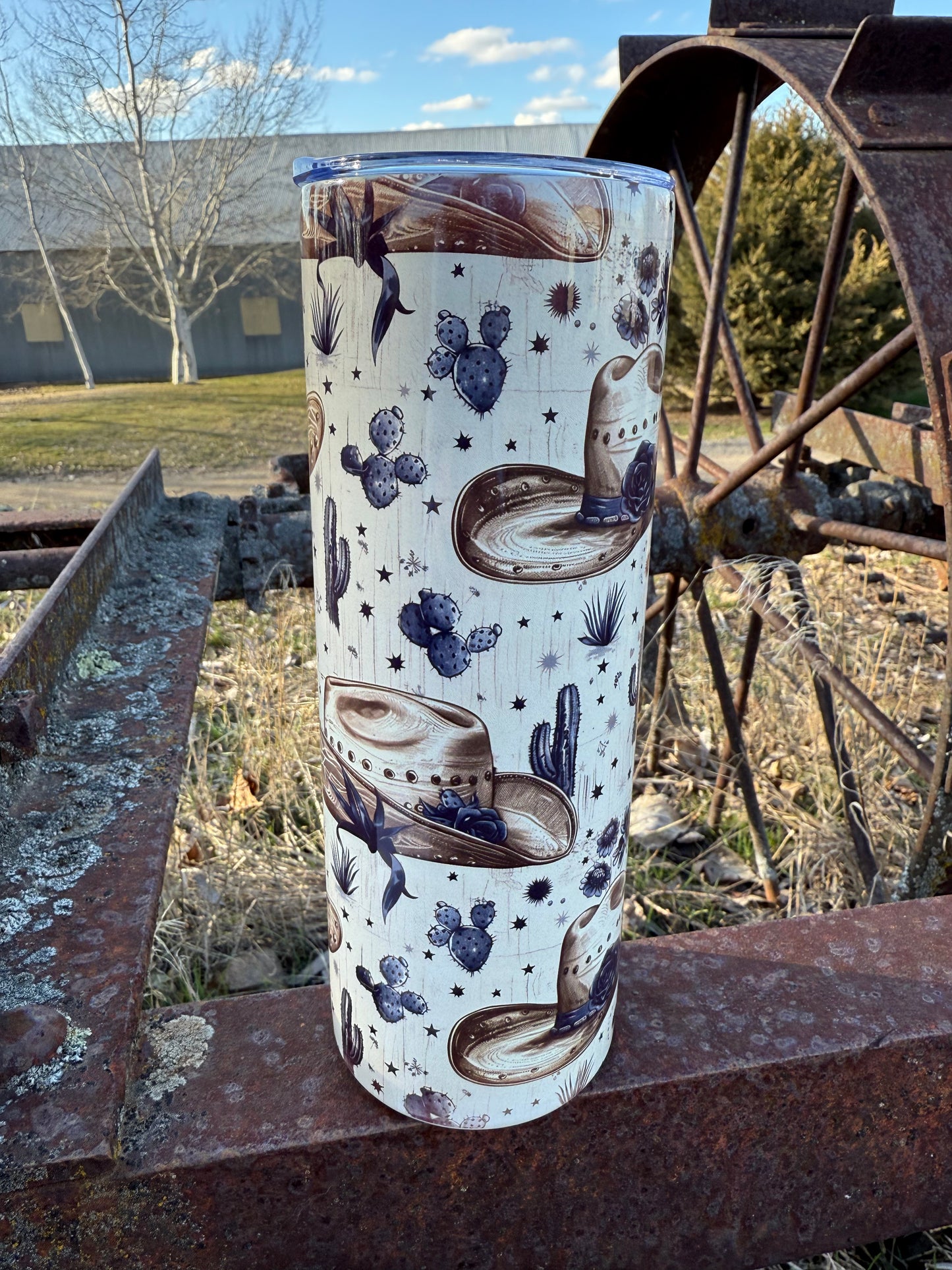 Dusty Brim Western Themed 20oz Insulated Tumbler