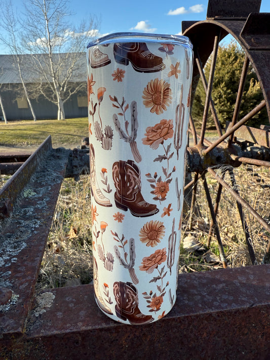 Buckaroo Blossom Western Themed 20oz Insulated Tumbler - C4